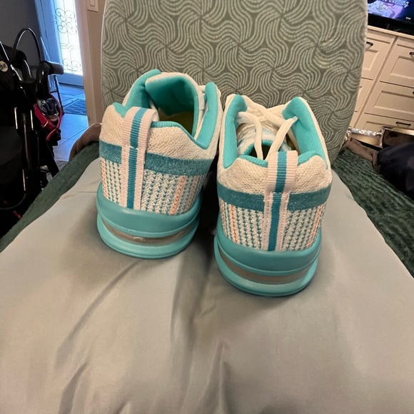 White and Teal Athletic Sneakers - Picture 4 of 7